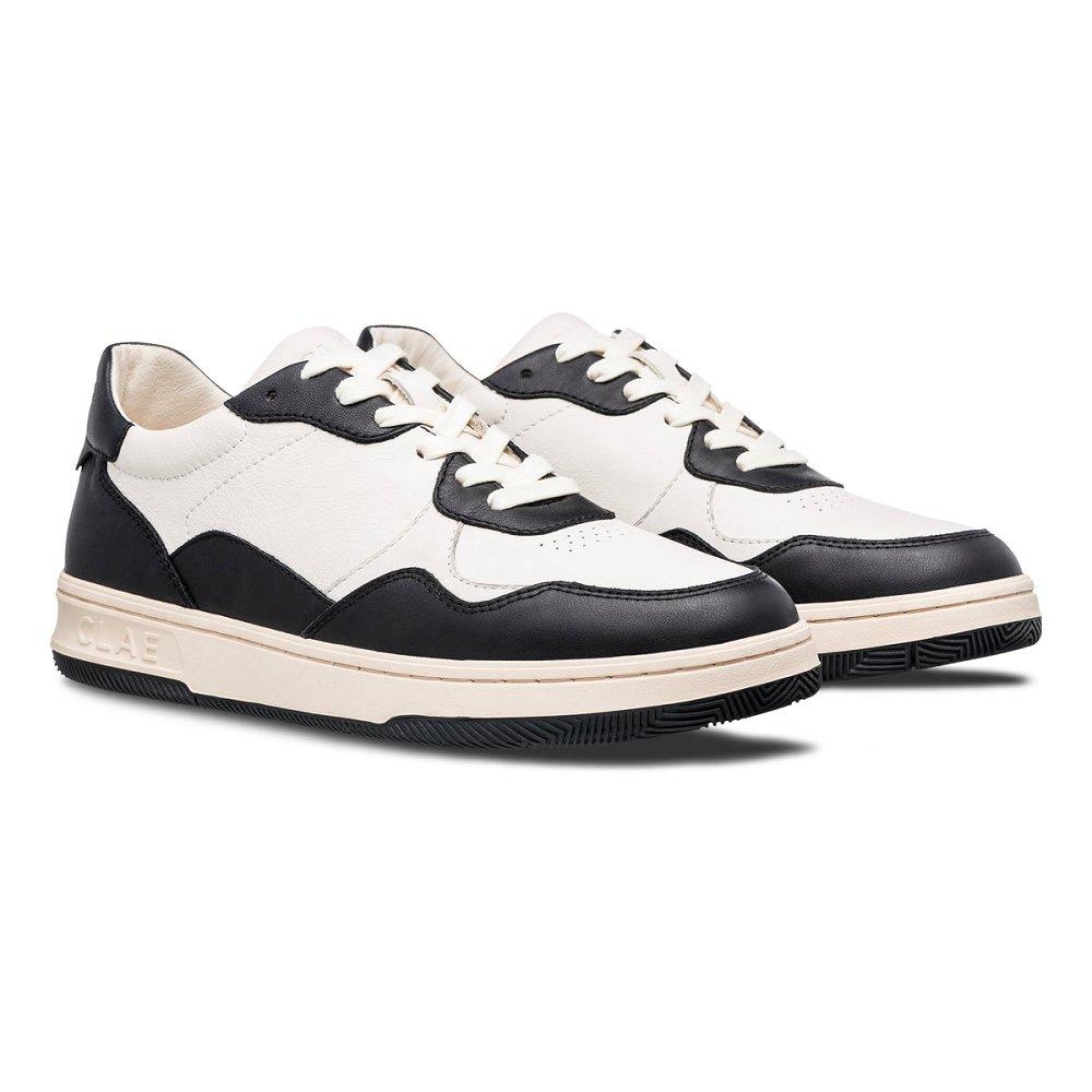 CLAE ELFORD Shoes Womens USA396-D70 In Black Leather Off White